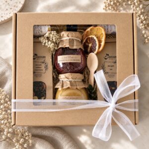 ELEGANCKI BOX PREZENTOWY - HERBATY, KONFITURA I AROMATYCZNE SYROPY
